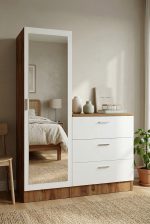 Robin Home Lyana Aynalı Şifonyer Gardırop Çam-Beyaz - Görsel 2