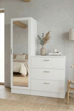 Robin Home Lyana Aynalı Şifonyer Gardırop Beyaz