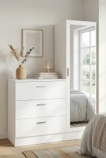 Robin Home Lyana Aynalı Şifonyer Gardırop Beyaz - Görsel 2