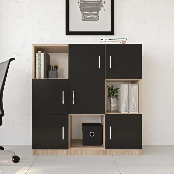 Robin Home Verona G Ofis Klasör Dolabı Kitaplık Meşe-Siyah