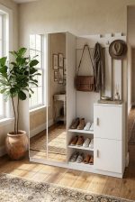 Robin Home Benjamin Vestiyer Portmanto Ayakkabılık Beyaz