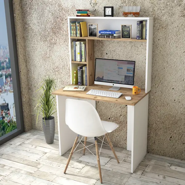 Robin Home Cornelia No 2 Çalışma Masası Kitaplık Çam Beyaz