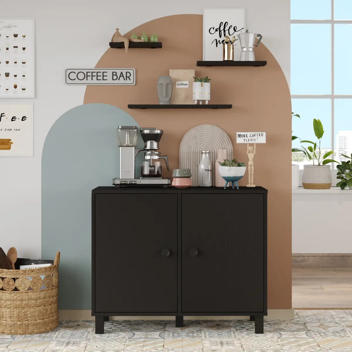 Robin Home Coffee Kahve Köşesi Çok Amaçlı Dolap (Rafsız) Siyah - Görsel 2