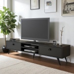 Robin Home Arya Tv Ünitesi Televizyon Sehpası Ahşap Ayak 175 Cm Siyah AR5 - Görsel 2