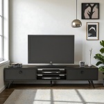 Robin Home Arya Tv Ünitesi Televizyon Sehpası Ahşap Ayak 175 Cm Siyah AR5 - Görsel 4