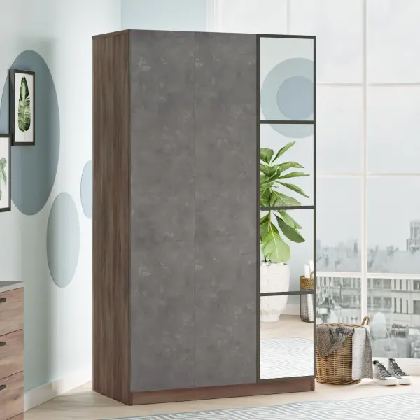 Robin Home Montana 3 Kapaklı Çekmeceli Aynalı Gardırop Elbise Dolabı MO1-CG