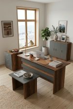 Robin Home Verona ABCE Ofis Büro Masa Takımı Barok-Gri