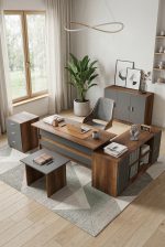 Robin Home Verona ABCEF Ofis Büro Masa Takımı Barok-Gri