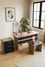 Robin Home Verona ABC Ofis Büro Masa Takımı Meşe-Siyah