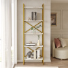 Robin Home Atlantis Gold Metal Kitaplık 5 Raflı 175cm Mermer Desen