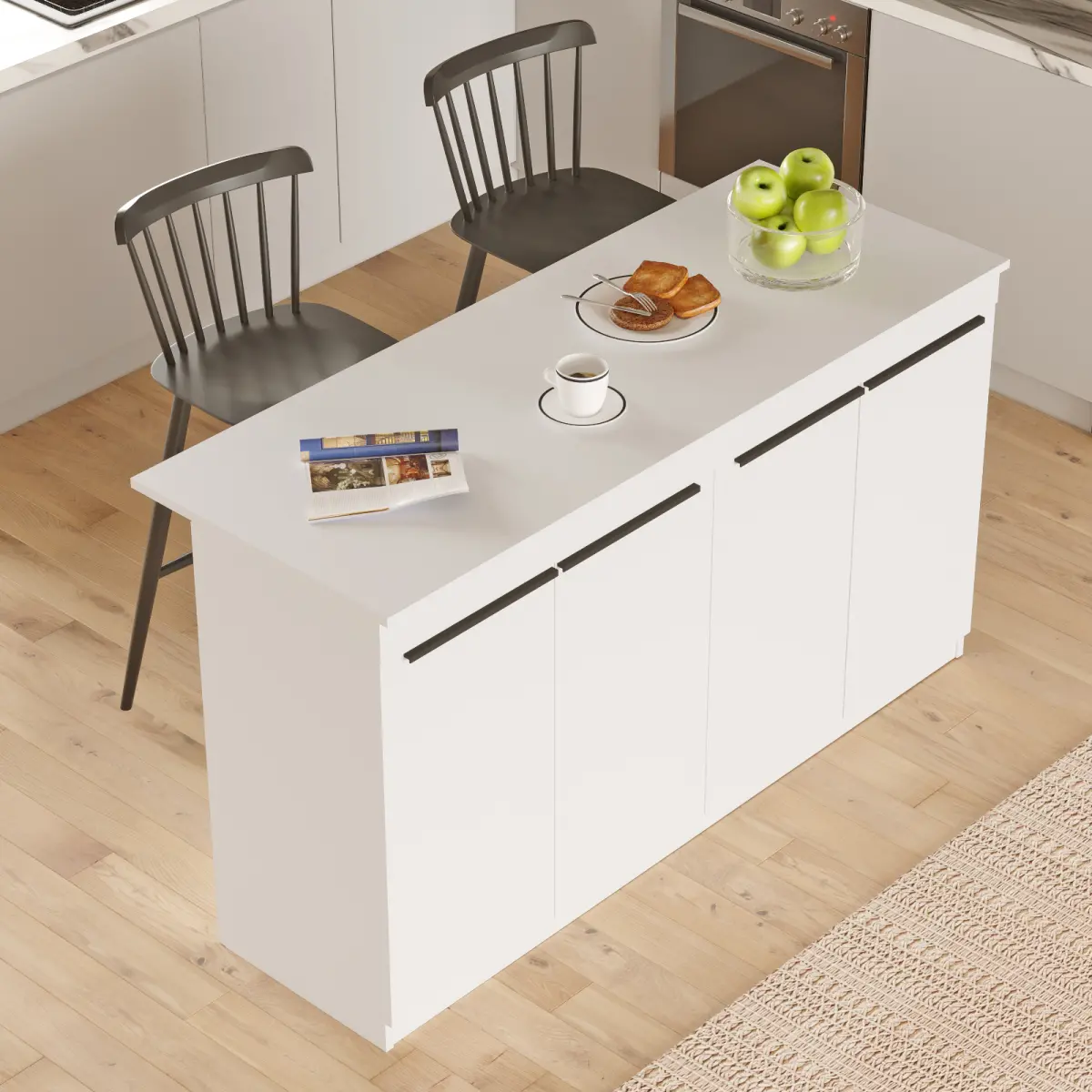 Robin Home Liva Mutfak Adası Ada Mutfak Yemek Masası 160cm Beyaz - Görsel 3