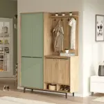 Robin Home Rita Portmanto Vestiyer Ayakkabılık Metal Ayaklı Sepet-Ihlamur Yeşili - Görsel 2