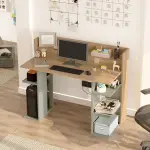 Robin Home Orion Çalışma Masası Bilgisayar Masası Raflı Sepet-Ihlamur Yeşili - Görsel 2