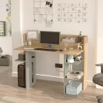 Robin Home Orion Çalışma Masası Bilgisayar Masası Raflı Sepet-Ihlamur Yeşili - Görsel 3