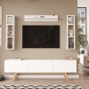 Robin Home Marlon Tv Ünitesi Raflı 3 Kapaklı 180cm Ahşap Ayaklı Beyaz