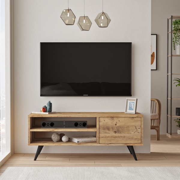 Robin Home Milano Tv Ünitesi Tv Sehpası Ahşap Ayaklı 110cm Çam