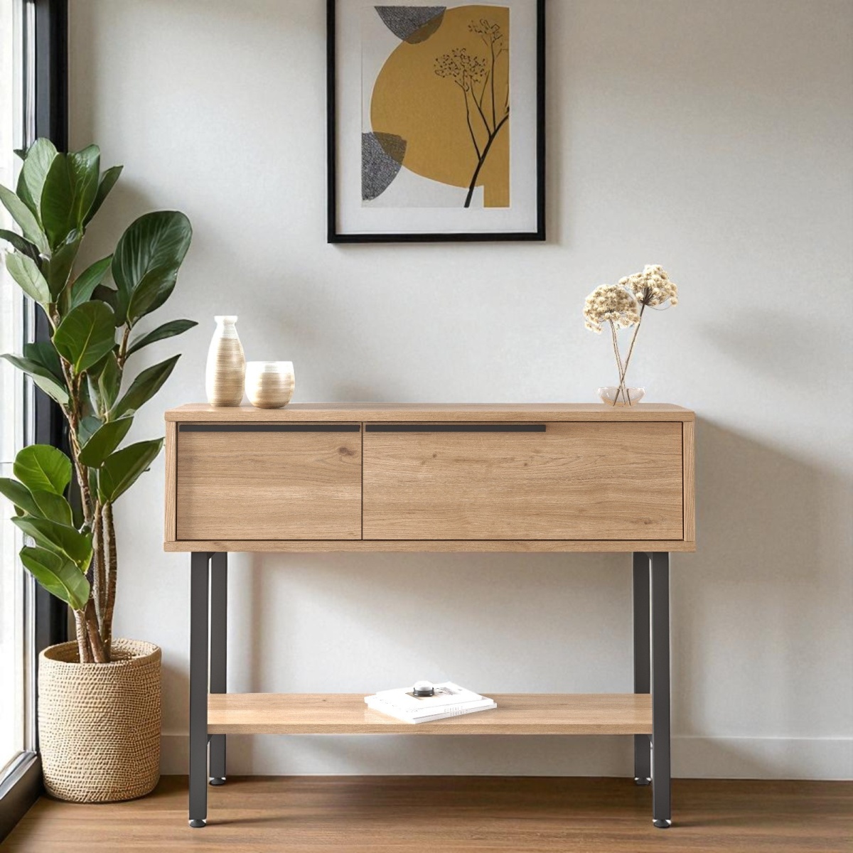 Robin Home Dresuar Antre Hol Kapaklı 100cm Metal Ayaklı Sepet - Görsel 1