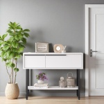 Robin Home Dresuar Antre Hol Kapaklı 100cm Metal Ayaklı Beyaz - Görsel 2