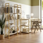 Robin Home Gold Çalışma Masası ve Gold Kitaplık Metal Ayaklı 2'li Set - Görsel 2