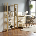 Robin Home Gold Çalışma Masası ve Gold Kitaplık Metal Ayaklı 2'li Set - Görsel 3