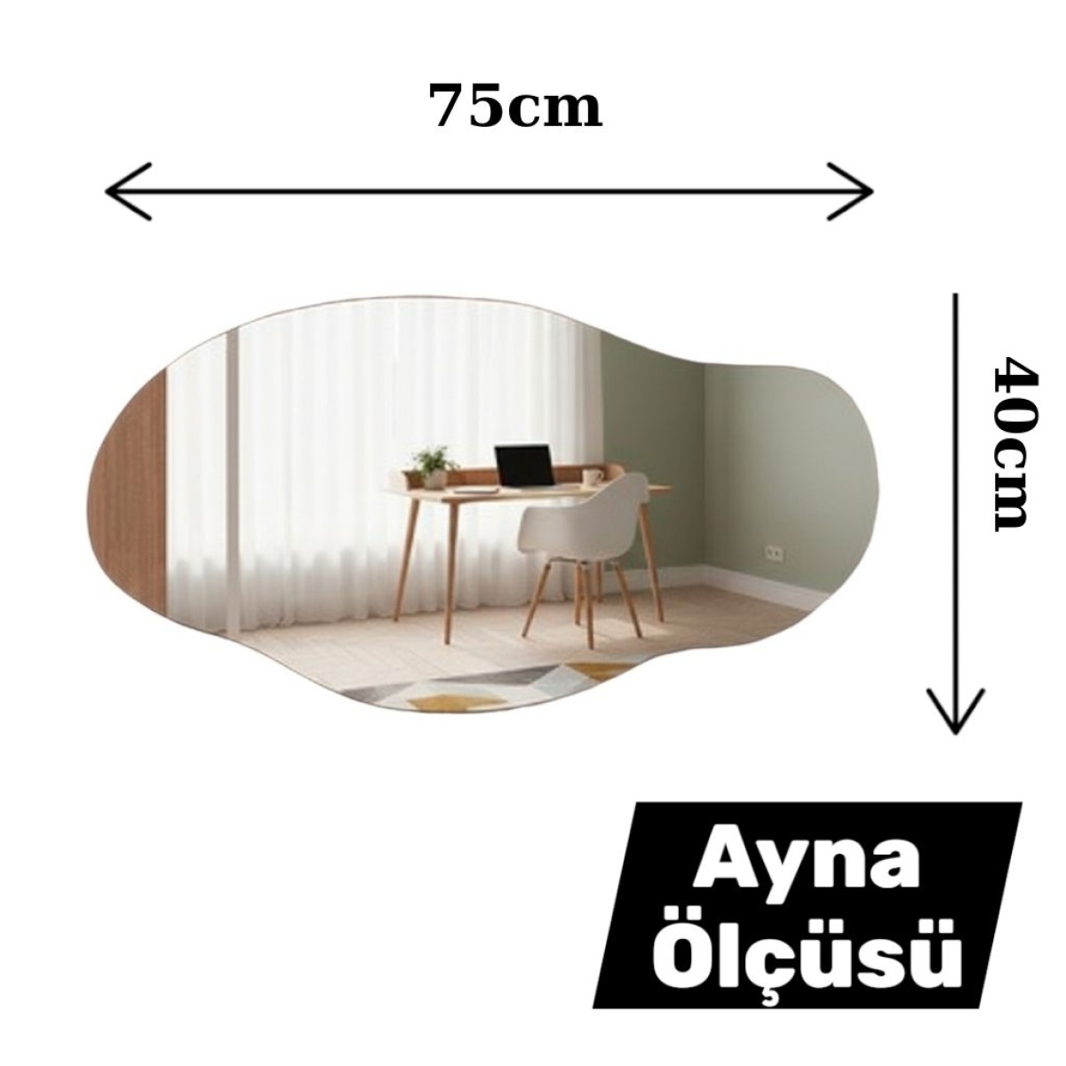 Robin Home Asimetrik Aynalı Dresuar Hol Antre Beyaz 100cm - Görsel 4