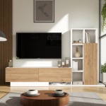 Robin Home Tv Ünitesi Kapaklı Kitaplık Raflı Beyaz
