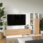 Robin Home Tv Ünitesi Kapaklı Kitaplık Raflı Beyaz - Görsel 2