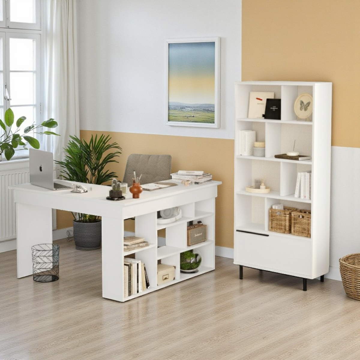 Robin Home Çalışma Masası & Kitaplık 2'li set Beyaz - Görsel 2