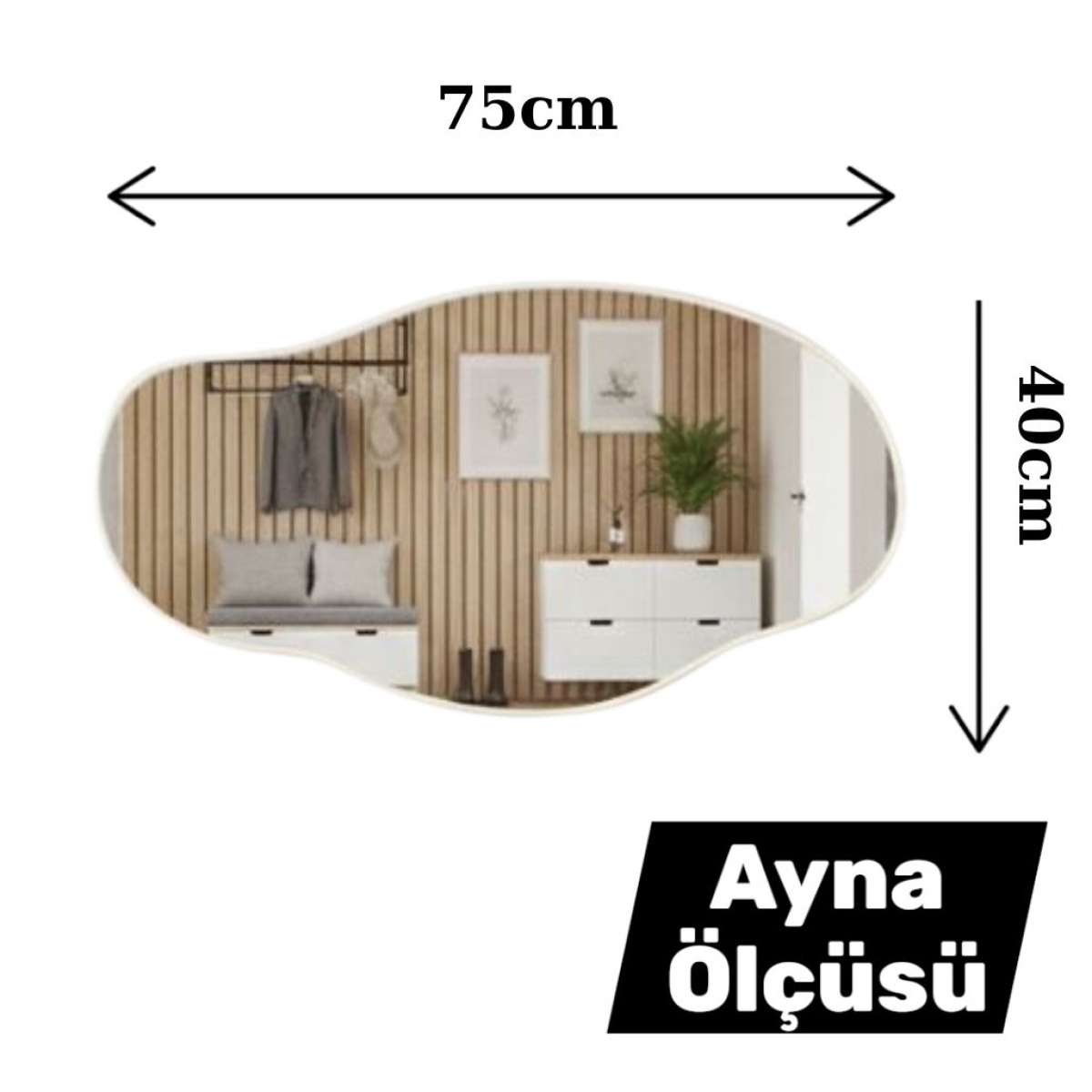 Robin Home Loft Aynalı Duvara Monte Dresuar Antre Hol 100cm Çam- Beyaz - Görsel 3