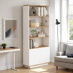 Robin Home Kitaplık 4 Raflı 2 Kapaklı 168cm Çam-Beyaz - Görsel 2