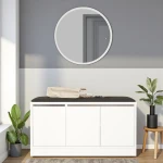 Robin Home Puflu Minderli Oturaklı Aynalı Ayakkabılık Dolap 90cm Beyaz - Görsel 2