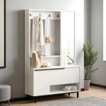 Robin Home Portmanto Vestiyer Ayakkabılık Aynalı Metal Ayaklı Beyaz - Görsel 3