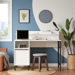 Robin Home Çalışma Masası Genç Çocuk Öğrenci Raflı Dolaplı Beyaz