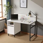 Robin Home Çalışma Masası Genç Çocuk Öğrenci Raflı Dolaplı Beyaz - Görsel 2