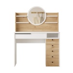 Robin Home Makyaj Masası Aynalı Çekmeceli Şifonyer Raf Sepet-Beyaz - Görsel 4