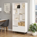 Robin Home Kitaplık Raf Metal Ayaklı 176cm Kapaklı Beyaz - Görsel 3
