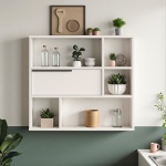 Robin Home Mutfak Salon Duvar Rafı Kitaplık 90cm Kapaklı Beyaz - Görsel 4