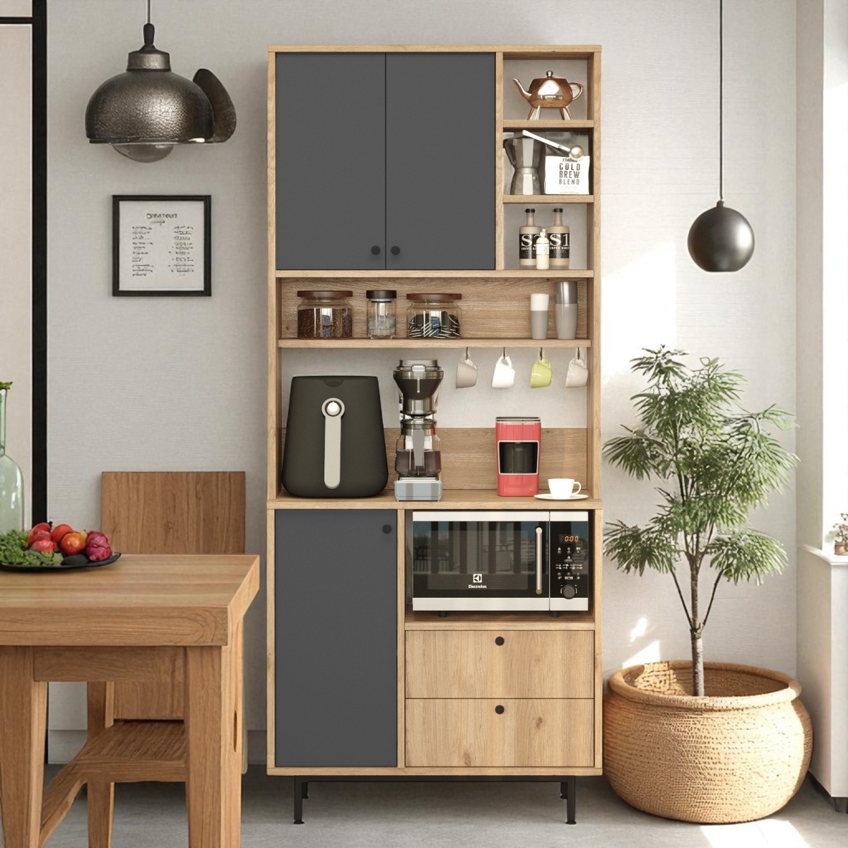 Robin Home Çok Amaçlı Dolap Mutfak Dolabı Sepet-Antrasit - Görsel 1