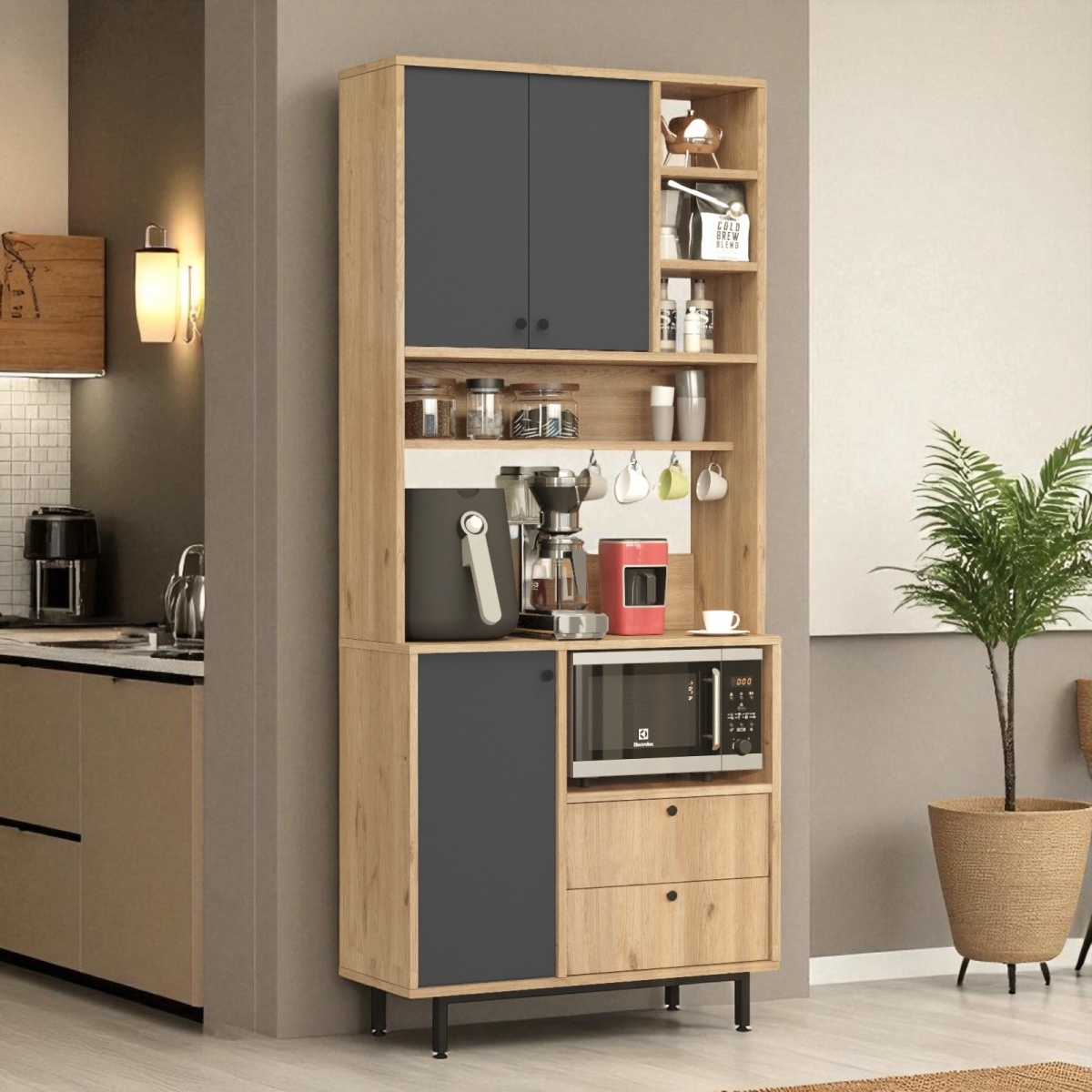Robin Home Çok Amaçlı Dolap Mutfak Dolabı Sepet-Antrasit - Görsel 2
