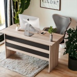 Robin Home Verona Ofis Çalışma Masası ve 3 çekmeceli Keson Takım Set Meşe-Siyah - Görsel 2
