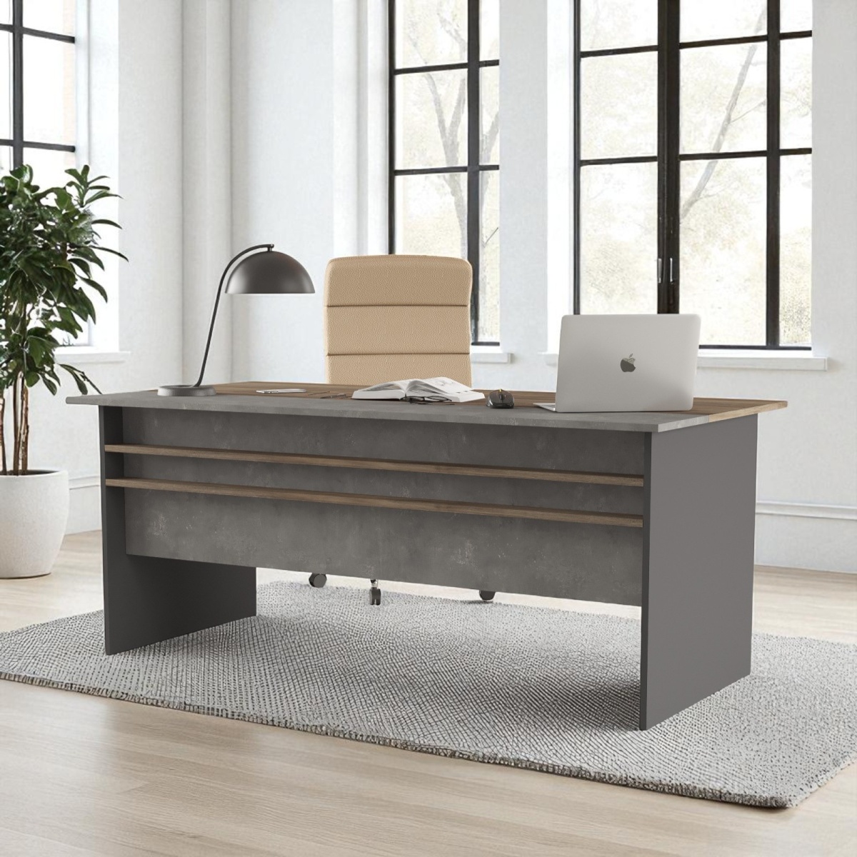 Robin Home Ofis Çalışma Masası 180*90cm Gri-Kahve - Görsel 2