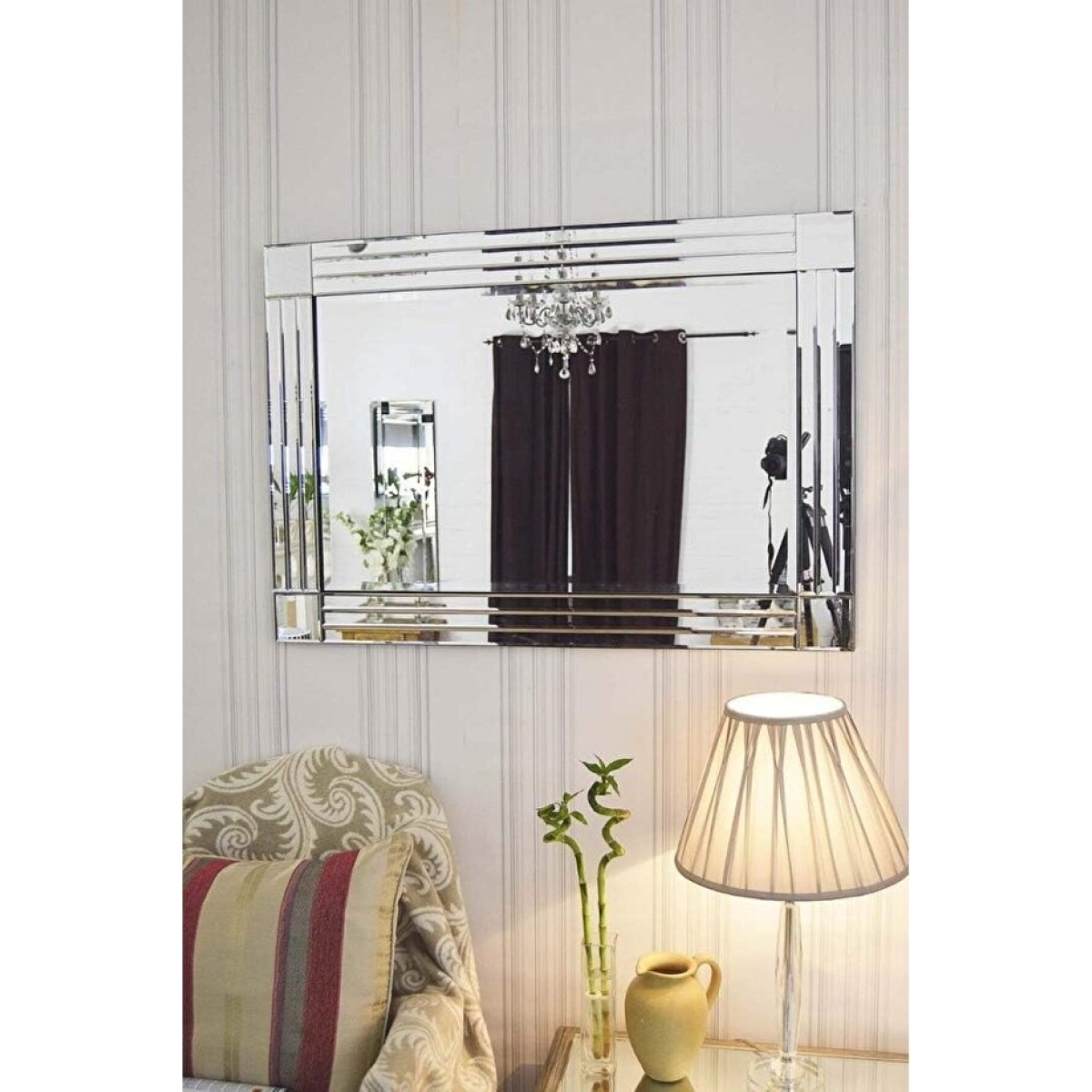 Robin Home Dekoratif Desenli Bizoteli Salon Ofis Konsol Aynası 75x50 Cm - Görsel 1