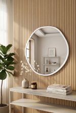 Asimetrik Ayna, Duvar Aynası, Konsol Aynası, Çerçeveli Ayna 60*60cm Beyaz