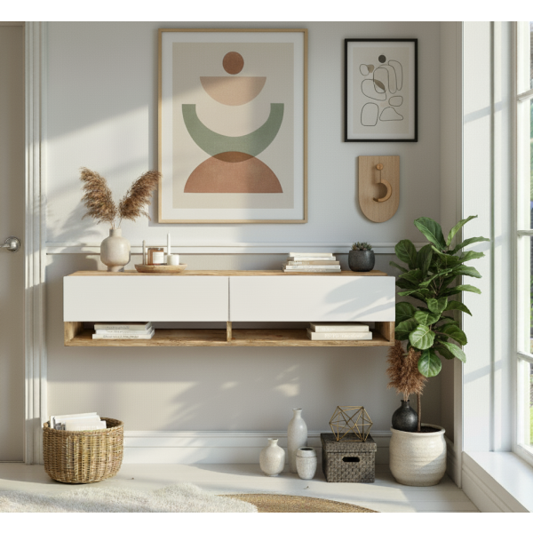 Robin Home Lia Dresuar Duvara Monte Antre Hol 140cm Çam- Beyaz