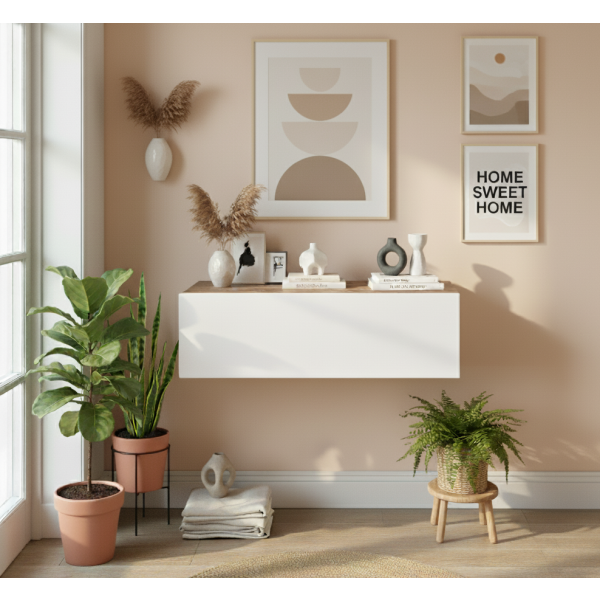 Robin Home Lia Hol Antre Dresuar Duvara Monte Kapaklı 100cm Çam-Beyaz