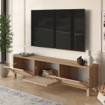 Robin Home Arizona Tv Ünitesi Sehpası Ahşap Ayaklı 3 Ahşap Jüt Kapaklı 180cm Sepet-Jüt - Görsel 3