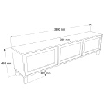 Robin Home Arizona Tv Ünitesi Sehpası Ahşap Ayaklı 3 Ahşap Jüt Kapaklı 180cm Sepet-Jüt - Görsel 4