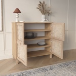 Robin Home Arizona Ayakkabılık Çok Amaçlı Dolap Ahşap Ayaklı Ahşap Jüt Kapaklı Sepet-Jüt - Görsel 3