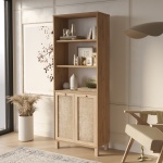 Robin Home Arizona Kitaplık Raf Ahşap Ayaklı 180cm Ahşap Jüt Kapaklı Sepet-Jüt - Görsel 2