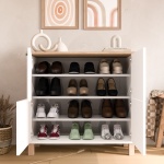 Robin Home Alaska Ayakkabılık Çok Amaçlı Dolap 4 Kapaklı Ahşap Ayaklı Sepet-Beyaz - Görsel 3